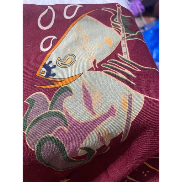 Vintage Macho Maroon Printed Scarf With Abstract & Calligraphy Design - Picture 4 of 7